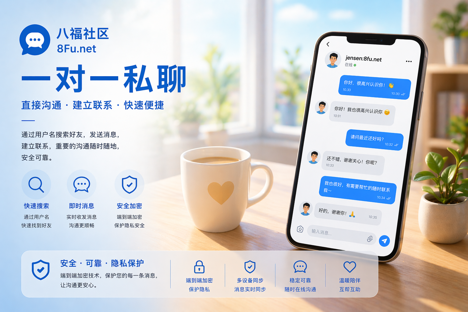 八福社区一对一聊天示意图